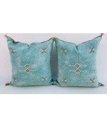 Early 21st Century Moroccan green turquoise Sabra Pillows Covers- a Pair - £141.13 GBP