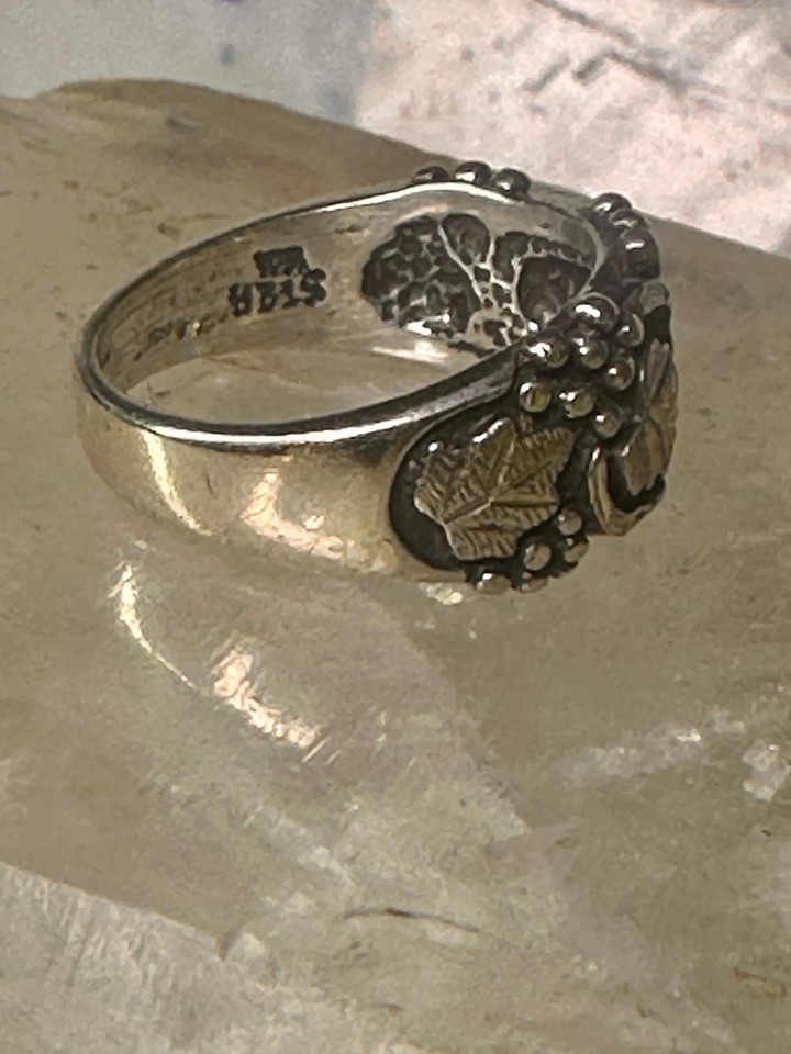 Black Hills Gold ring leaves wedding band size 5 sterling silver women Item image 11