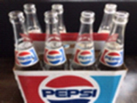 Vintage Glass Pepsi-Cola Bottles - 7 in original cardboard carrier - $98.00