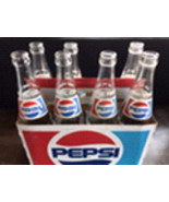 Vintage Glass Pepsi-Cola Bottles - 7 in original cardboard carrier - $98.00