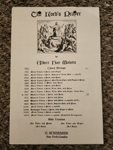 G. Schirmer&#39;s Choral Church Sheet Music The Lords Prayer by Albert Malot... - £6.13 GBP