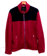 Men&#39;s Tommy Hilfiger Classic Polar Fleece Jacket, Full Zip Red / Black L... - £22.54 GBP