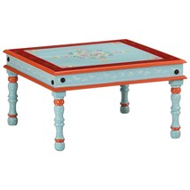 Coffee Table Blue Hand Painted Solid Wood Mango - £37.75 GBP