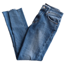 Joe&#39;s Jeans Mid Rise Wheaton Raw Hem Skinny Blue Jeans Size 25 Waist 26 Inches - £45.56 GBP