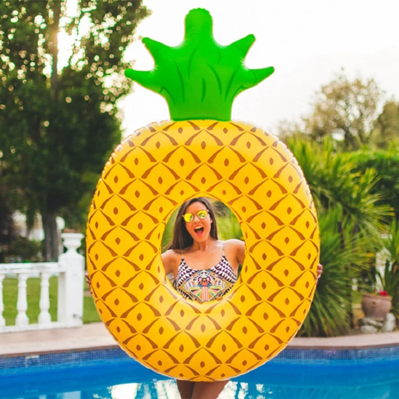 Swim Ring Pool Party Toy Pineapple Swimming Circle Inflatable Buoy Pool Float - £22.27 GBP+
