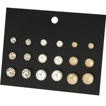 Pearl Crystal Earring Set Personality Geometric Earrings Bohemian Women Fashion  - £7.33 GBP