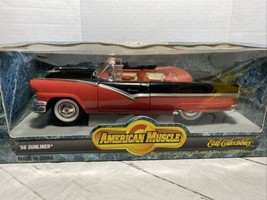 Ford &#39;56 Sunliner Convertible Red &amp; Black Die Cast 1:18 American Muscle See Des - £23.35 GBP