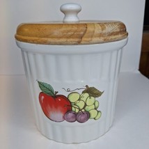 Preferred Stock Ceramic Food Canister Wood Lid with Seal Large Size - £15.78 GBP