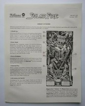 Solar Fire Pinball FLYER Summary Of Features 1981 Promo Game Sheet Vintage - £25.03 GBP