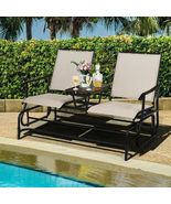 2-Person Rocking Loveseat with Mesh Fabric and Tempered Glass Table - Co... - $325.94 CAD