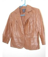 EUC! BOSTON PROPER Brown Buttery 100% Leather Jacket Long Sleeve Women s... - £42.59 GBP
