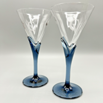Luigi Bormioli Courvoisier Cognac Cocktail Martini Glasses Blue Stem Set... - $22.00