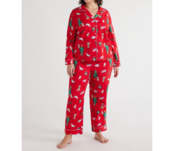 Women&#39;s Plus Long Sleeve Flannel Top &amp;Pants Pajama Set Red Sz 3X 22w-23w - £25.57 GBP