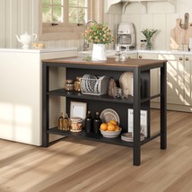 TOPMAX 45&quot; Solid Wood Kitchen Island w/ Butcher Block - Walnut/Black - $328.99