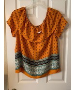 Sweet Rain Elastic Neck &amp; Shoulder Short Sleeve  Multicolor Blouse Women... - $16.80 CAD