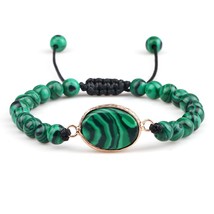 Handmade Natural Green Malachite Stone Lava Bracelet Adjustable Strand Buddha Br - £14.44 GBP