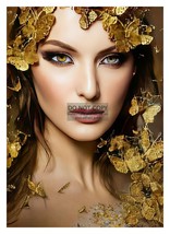 Gorgeous Lady Golden Eyes &amp; Butterfly 5X7 Fantasy Photo - £6.64 GBP