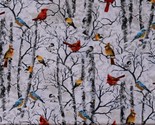 Cotton Winter Birds Cardinals Trees Nature Cotton Fabric Print by Yard D... - £10.31 GBP
