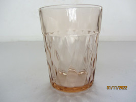 Vintage Pink Depression Glass Art Deco Diamond Design Juice Glass - £7.85 GBP