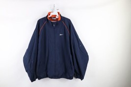 Vintage 90s Reebok Mens XL Spell Out Lined Full Zip Windbreaker Jacket Blue - £39.40 GBP