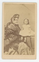 Antique CDV Circa 1870s Beautiful Little Girl With Grandmother Allen Boston, MA - £12.60 GBP