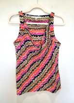  Trina Turk Medium Colorful Silk Sleeveless Cowl Neck Top Tank  - $358.69 MXN