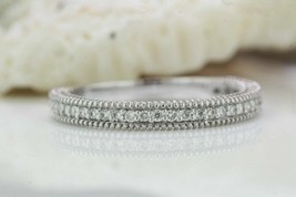 Vintage Eternity Ring Band 1ct Round Cut Simulated Diamond 14k White Gold Plated - £58.40 GBP