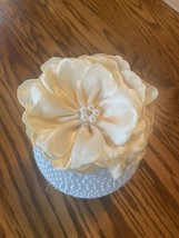 HANDMADE IVORY SINGED SATIN PETAL FLOWER FOR A BROOCH, CORSAGE OR A HEAD... - $11.88