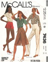 Misses&#39; Pants, Culottes Or Shorts Vtg 1981 Mc Call&#39;s Pattern 7436 Size 10 Uncut - £9.59 GBP