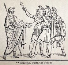 Horatius With Roman Condul Soldiers Woodcut Printing 1882 Victorian DWEE18 - $24.99