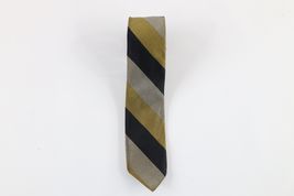 Vintage 70s Rockabilly Distressed Silk Blend Striped Color Block Skinny ... - $27.85 CAD