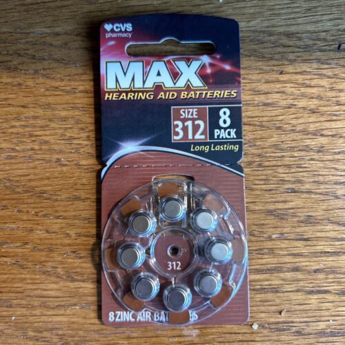 8 CVS MAX 312 Hearing Aid Batteries Factory Sealed BAT8 Exp 2/28 - $4.75