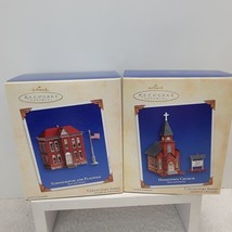 SET OF 2 Hallmark Keepsake Ornaments Christmas Schoolhouse Hometown Chur... - £17.95 GBP