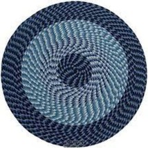 Alpine Indoor/Outdoor 72&quot; Braided Round Area Rug Navy Stripe 100% Polypropylene - £67.24 GBP