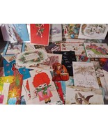 Vintage Christmas Cards Cut Out Crafting Lot Emphemra Scrapbook - $32.55