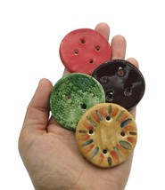 4Pc 45mm Extra Large Sewing Buttons Assorted Clay 4 Hole Coat Buttons Handmade - £25.31 GBP