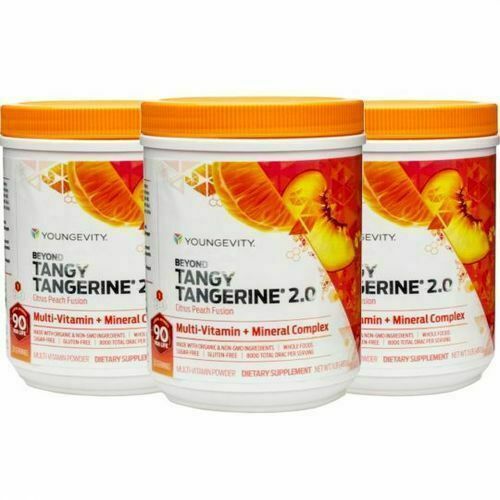 Youngevity Beyond Tangy Tangerine 2.0 Citrus Peach Fusion canister 3 Pack - $182.11