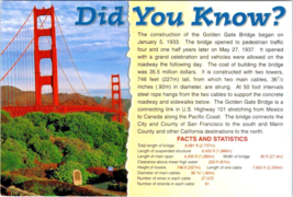 Postcard California San Francisco Golden Gate Bridge Information  6 x 4 Inches - £3.95 GBP