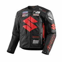  Suzuki Icon Black Motorbike Sports Bike Cowhide Leather Motorcycle Jacket New - £140.75 GBP