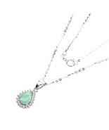 Natural Unheated Pear Emerald 8x6mm White Topaz 925 Silver Necklace 18 I... - £114.32 GBP