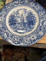 Lot Of 8 Liberty Blue Independence Hall Plates Staffordshire 10&quot; - £59.94 GBP