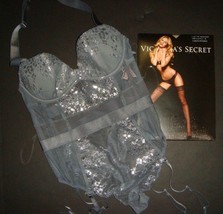 Nwt Victoria&#39;s Secret 32B, 32C Strumpfband Einteilig Grau Silberfolie Sehr Sexy - £75.52 GBP