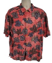 Tommy Bahama Red Silk Hawaiian Floral Shirt Size XL Mens Short Sleeve Button Up - £21.75 GBP