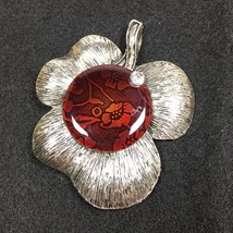 Clover Brooch Pin Pendant Silver and Brown - £11.25 GBP