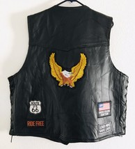 NWT Genuine Buffalo Leather Live to Ride Motorcycle USA Patch Vest 3XL - £51.78 GBP