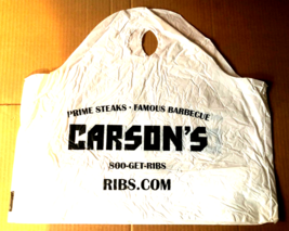 Carson&#39;s The Place for Ribs ~ Large White Plastic To-Go Bag Chicago IL FREE SHIP - £7.92 GBP
