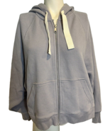 MWL Madewell Lavender Hooded Zip Front Waffle Weave Sweatshirt Size S - $26.05 CAD