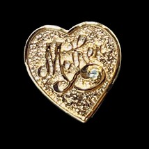 Vintage Gerry’s Gold Tone Mother Heart Pin With Blue Rhinestone (604) - £5.97 GBP