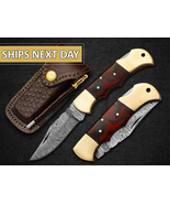 pocket knife Damascus steel folding knife back lock knife hunting knife ... - $55.00