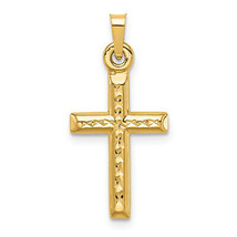 14k Hollow Diamond-cut Cross Pendant K6398 - £63.08 GBP